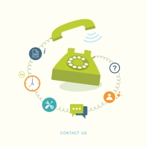 Contact us flat illustration with icons